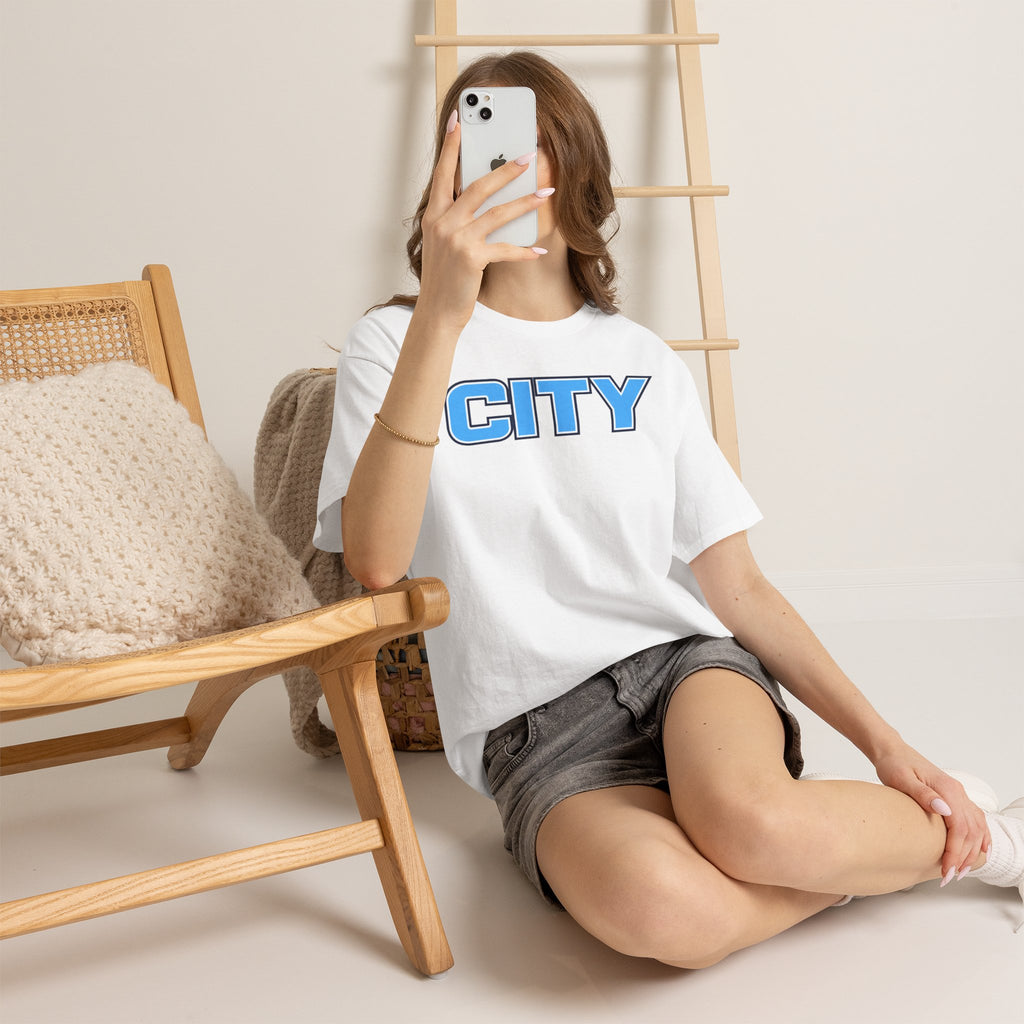 CITY Graphic Tee — Retro Man City Inspired Blue Block Letter T-Shirt