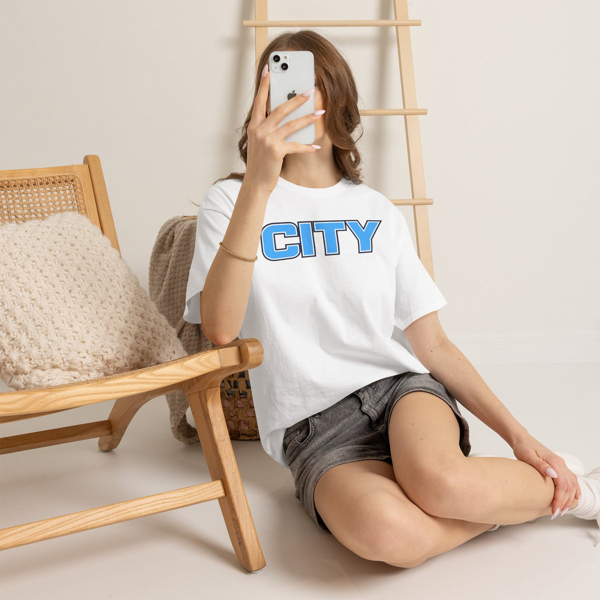 CITY Graphic Tee — Retro Man City Inspired Blue Block Letter T-Shirt