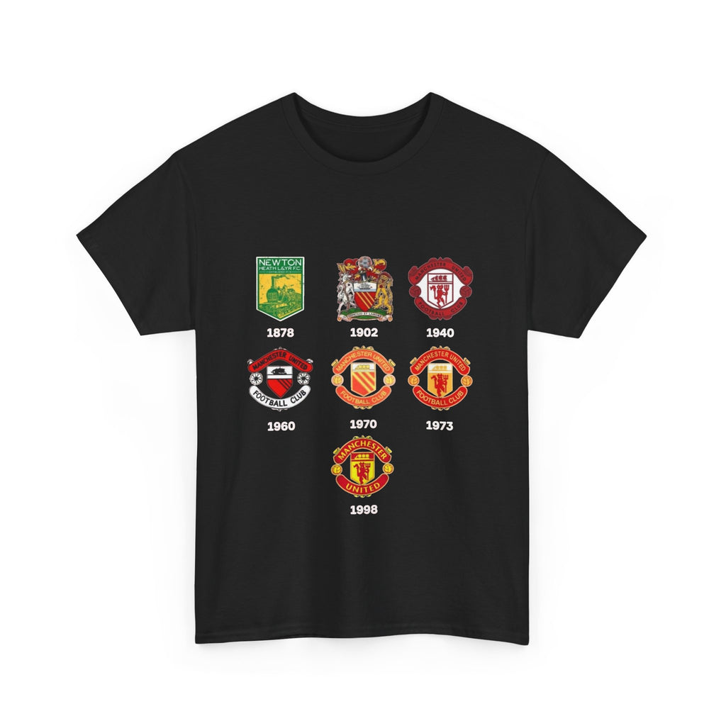 Manchester United Crest Evolution T-Shirt — Vintage Club Logo Timeline Tee