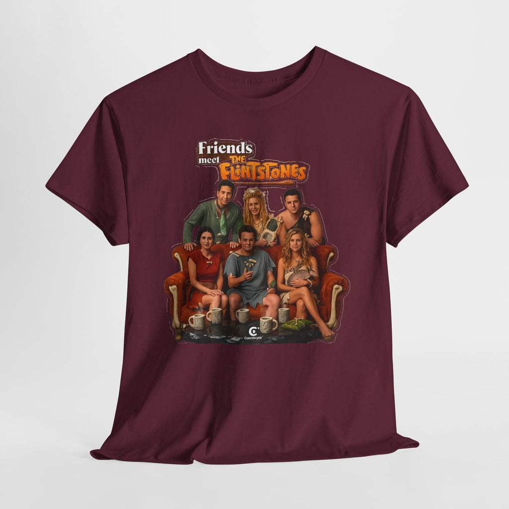 Friends meets the Flintstones TV Sitcom Cast Graphic Tee — 'Friends' Retro Couch Design