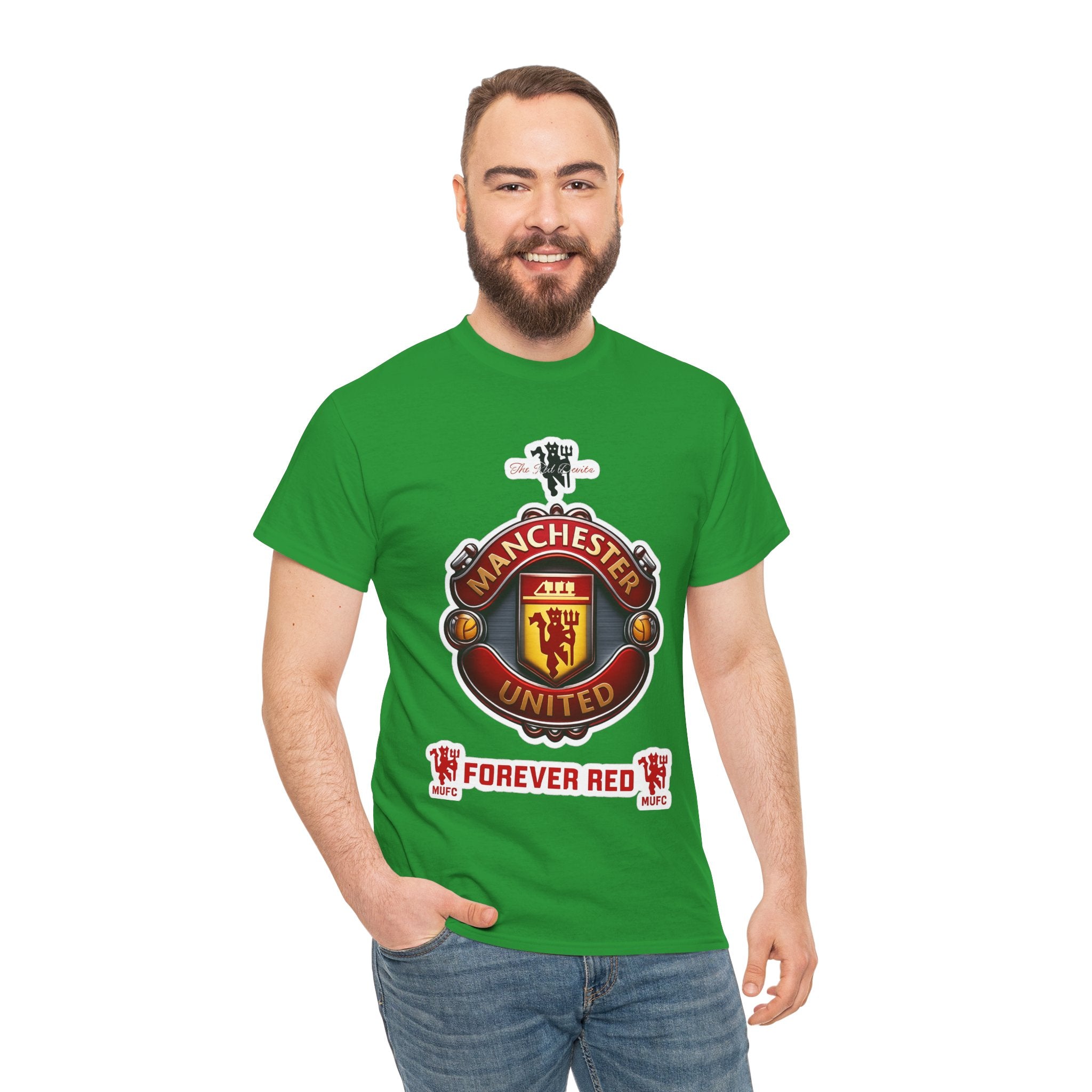 Manchester United Inspired Football Crest Tee — "Forever Red" Supporter Shirt