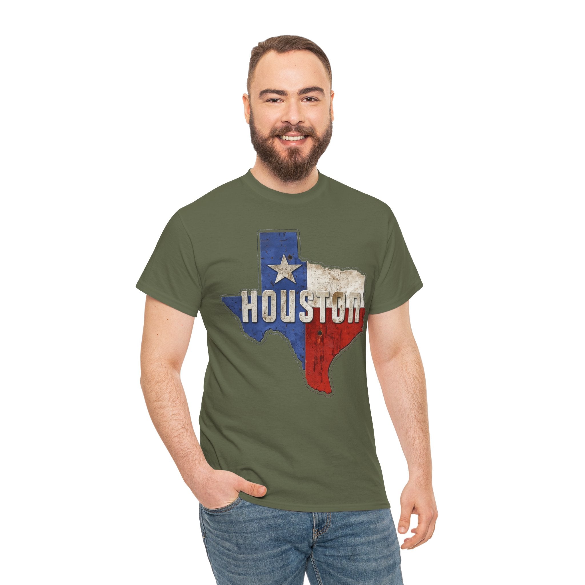 Houston Texas Flag Graphic Tee — Vintage State Outline T-Shirt
