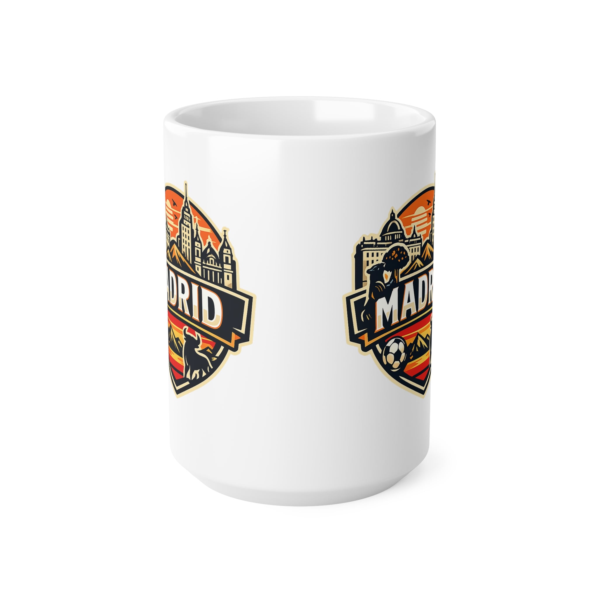 Madrid Souvenir Mug – Vintage Cityscape & Football Ceramic Coffee Cup (11oz/15oz)