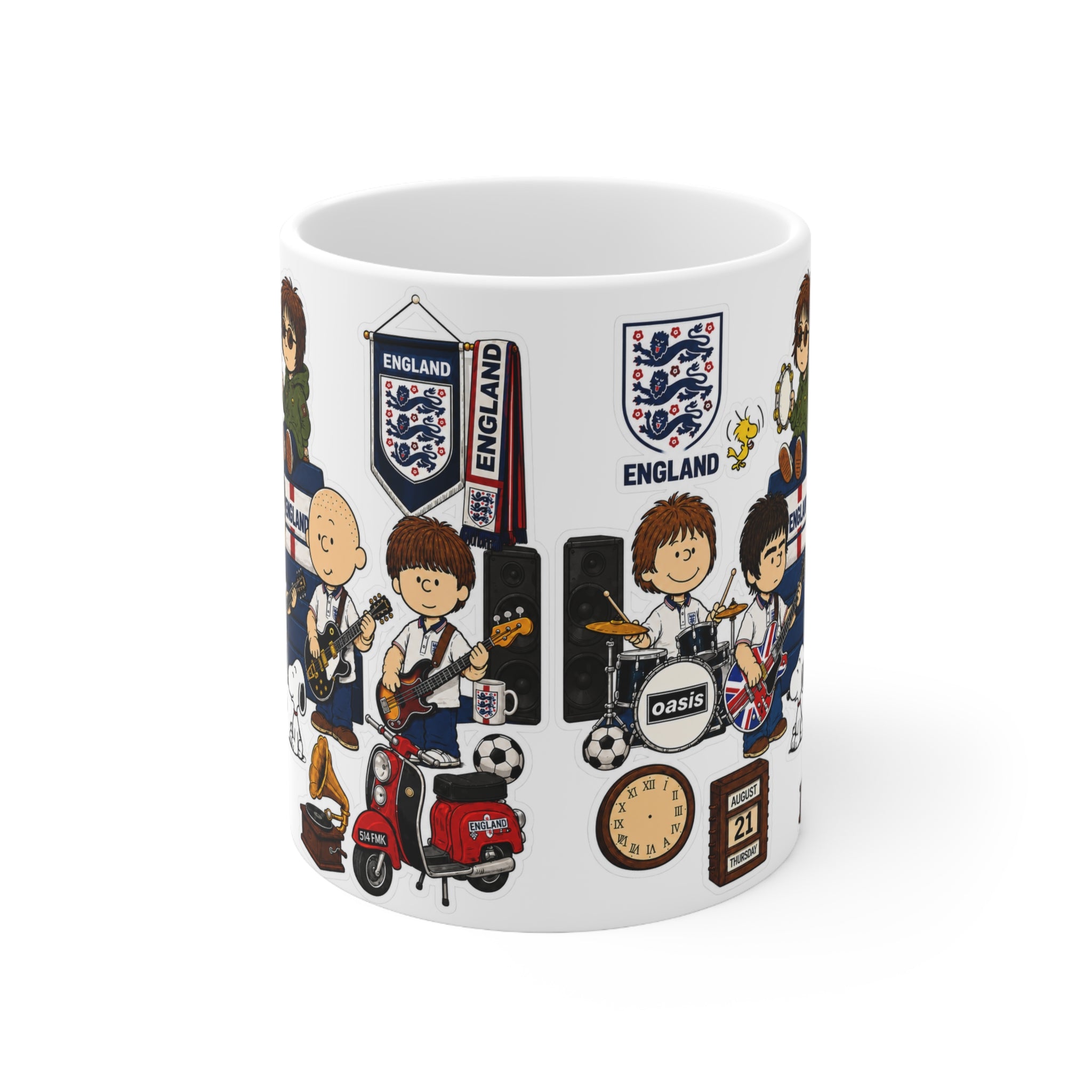 England Britpop Band Cartoon Coffee Mug — 11oz & 15oz Ceramic