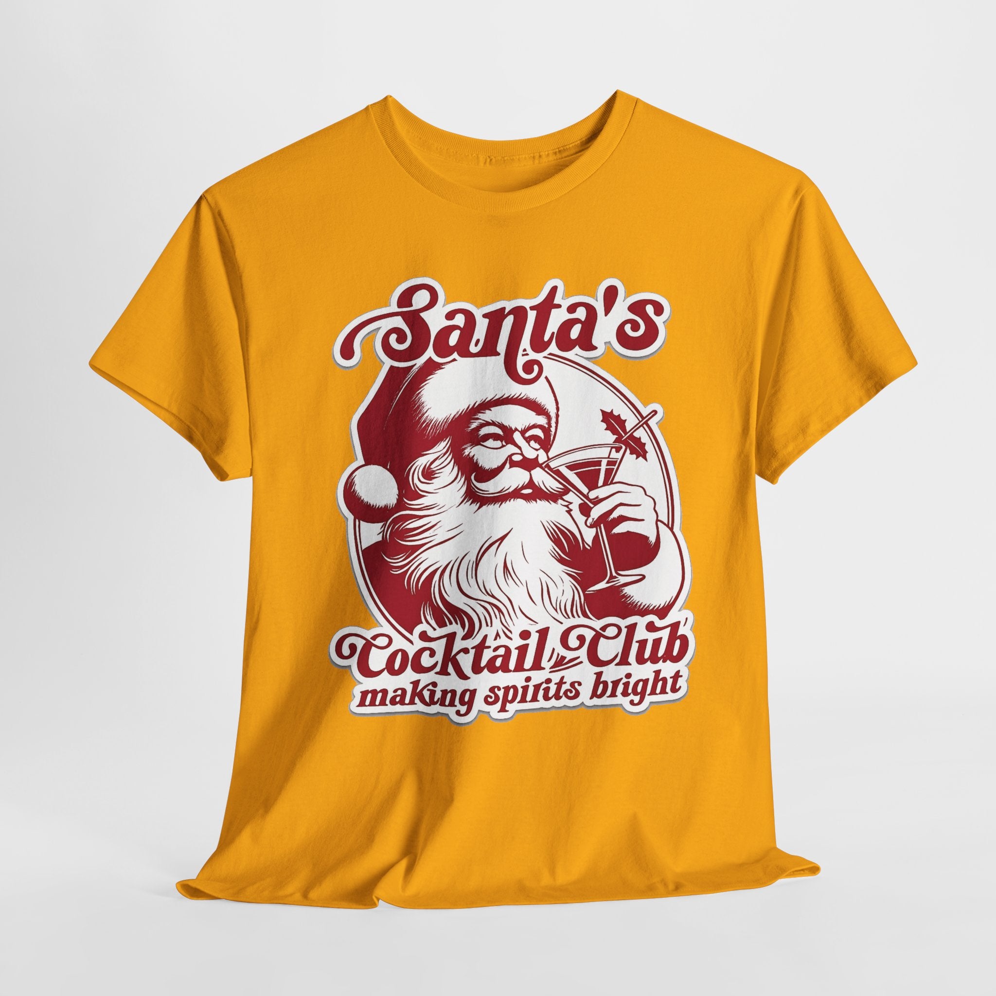 Santa’s Cocktail Club Tee — "Making Spirits Bright" Christmas Shirt