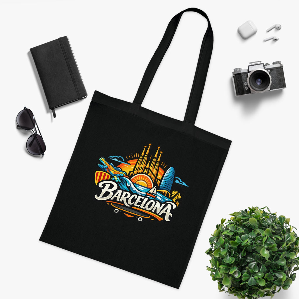 Barcelona Skyline Cotton Tote — Souvenir Travel Beach Bag