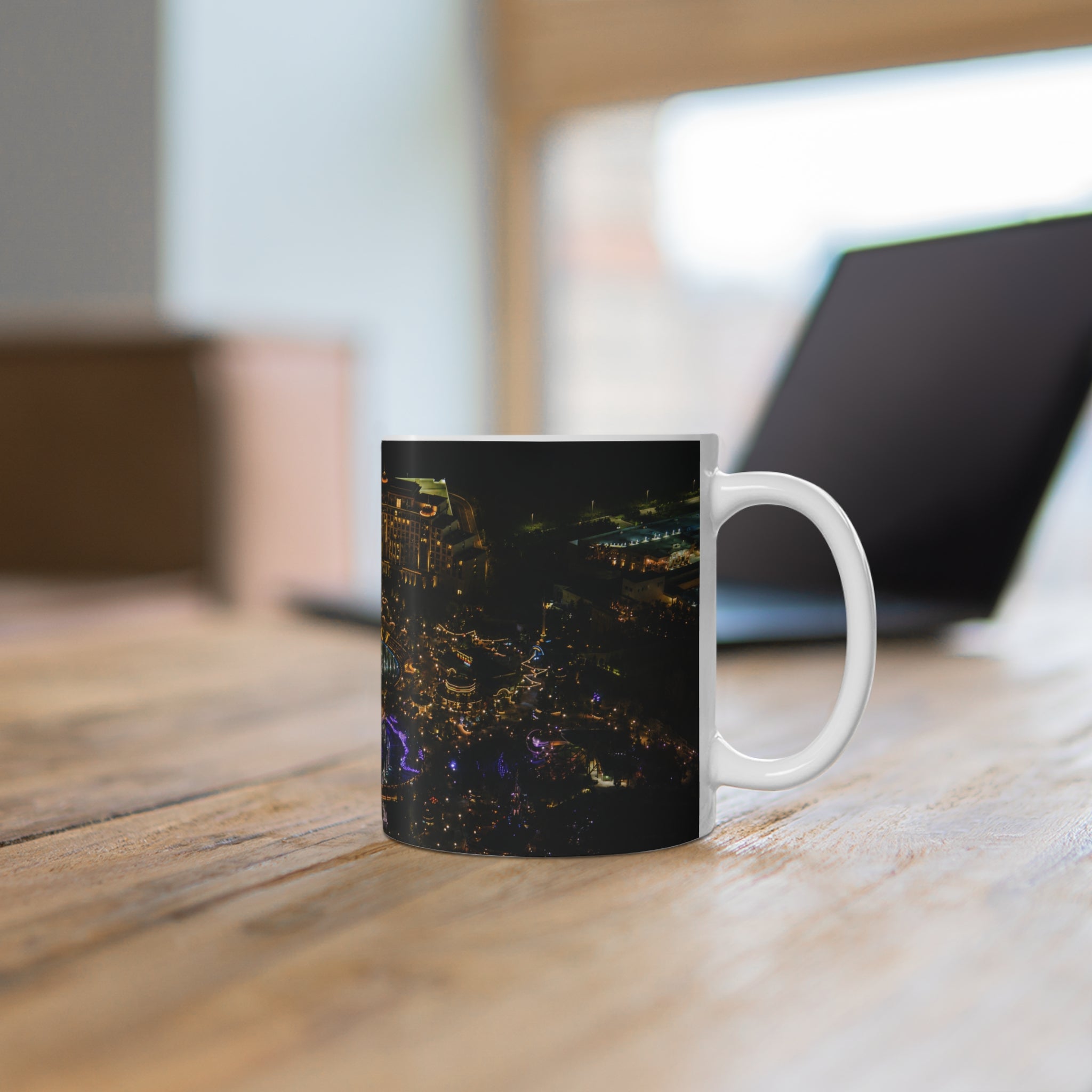 Epic Universe Nightscape Ceramic Coffee Mug — Neon Skyline 11oz & 15oz