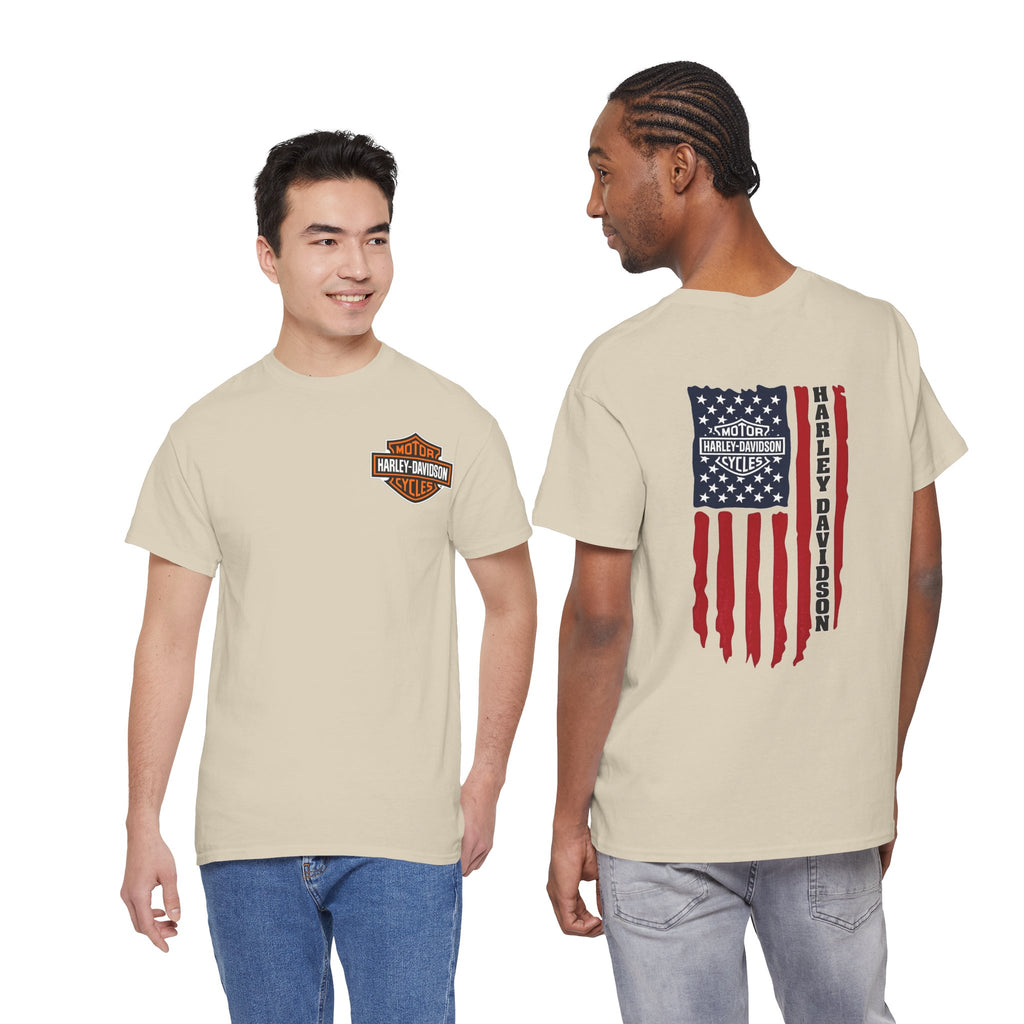 Harley-Style Flag Tee — American Motorcycle Logo T-Shirt