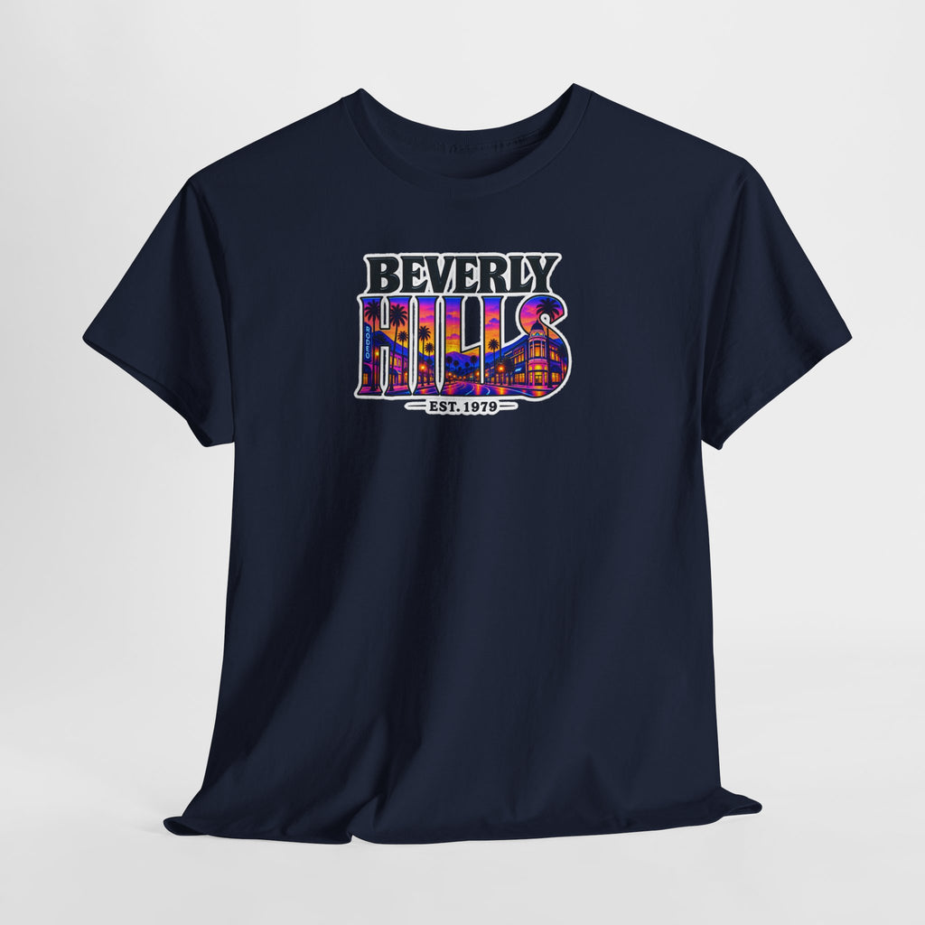 Beverly Hills Retro Sunset Tee — 'Beverly Hills EST. 1979' Graphic T-Shirt