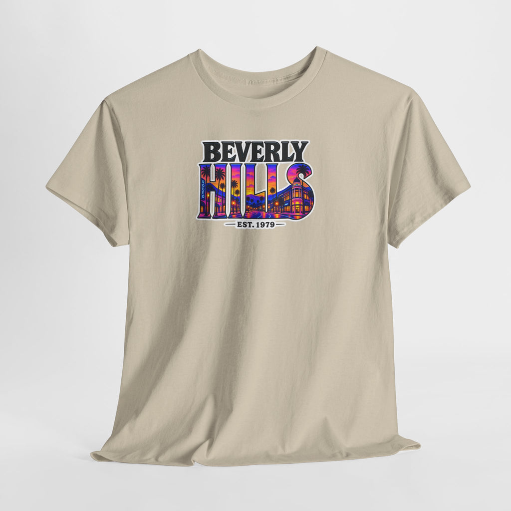 Beverly Hills Retro Sunset Tee — 'Beverly Hills EST. 1979' Graphic T-Shirt