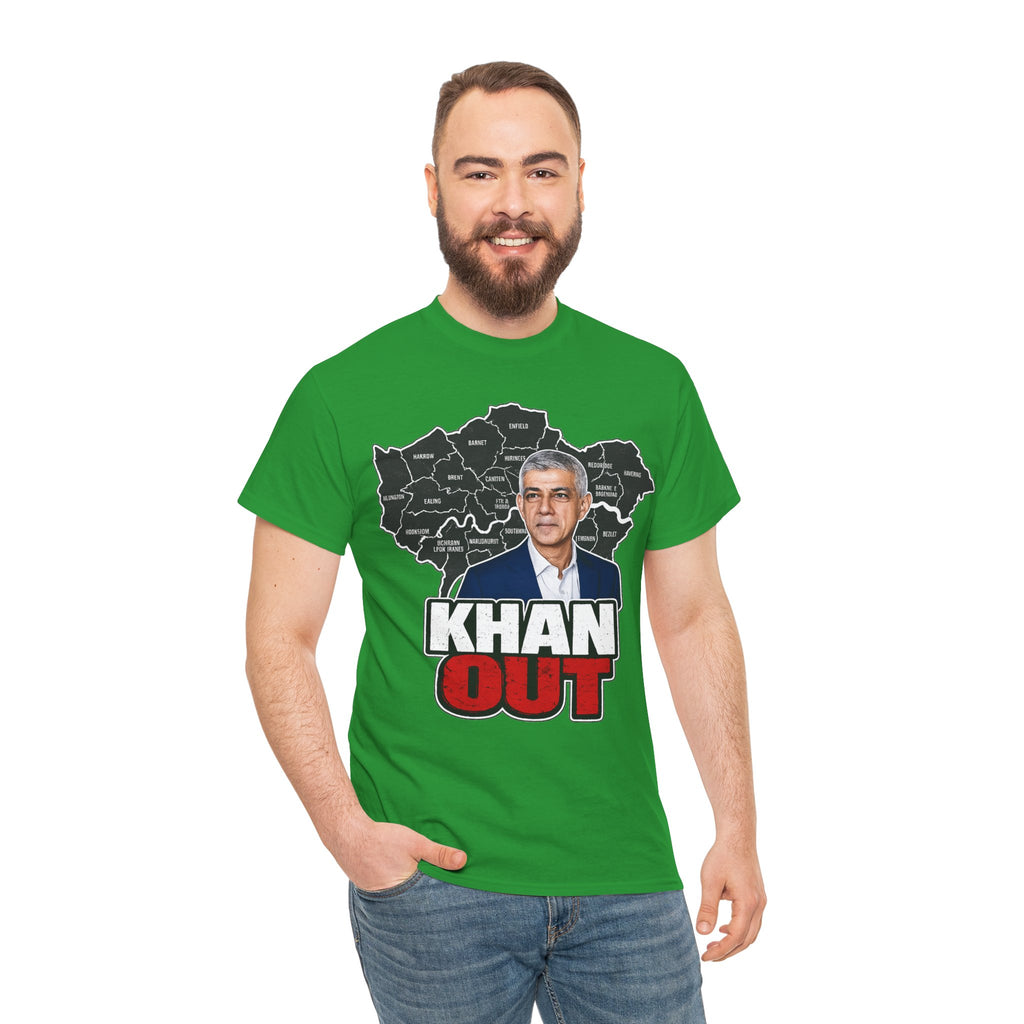 Sadiq Khan Out" Political Protest Tee with Sadiq Khan Graphic T-Shirt
