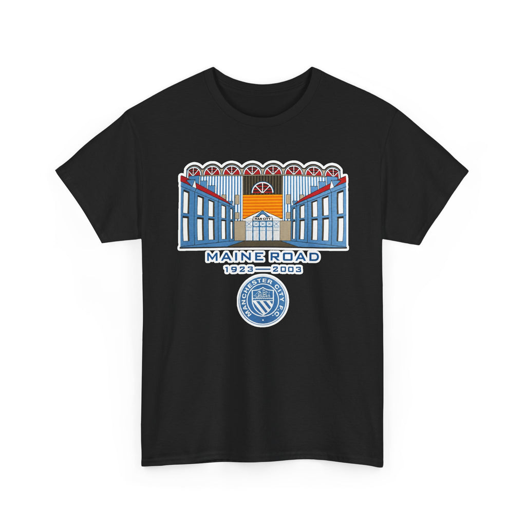 Maine Road 1923–2003 Cotton T-Shirt — Vintage Stadium Illustration Tee