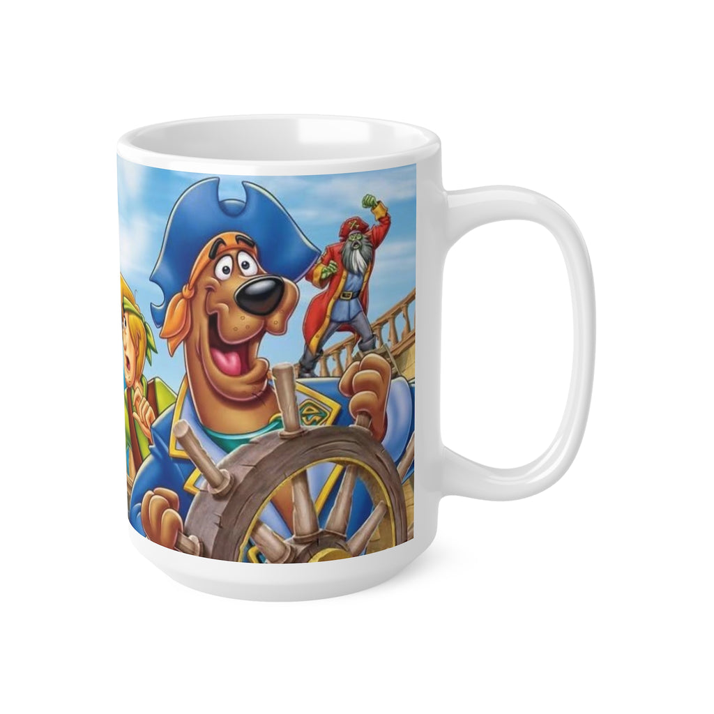 Scooby Doo Adventure Cartoon Pirate Ship Ceramic Coffee Mug — Nautical Sailing Crew Design (11oz, 15oz)