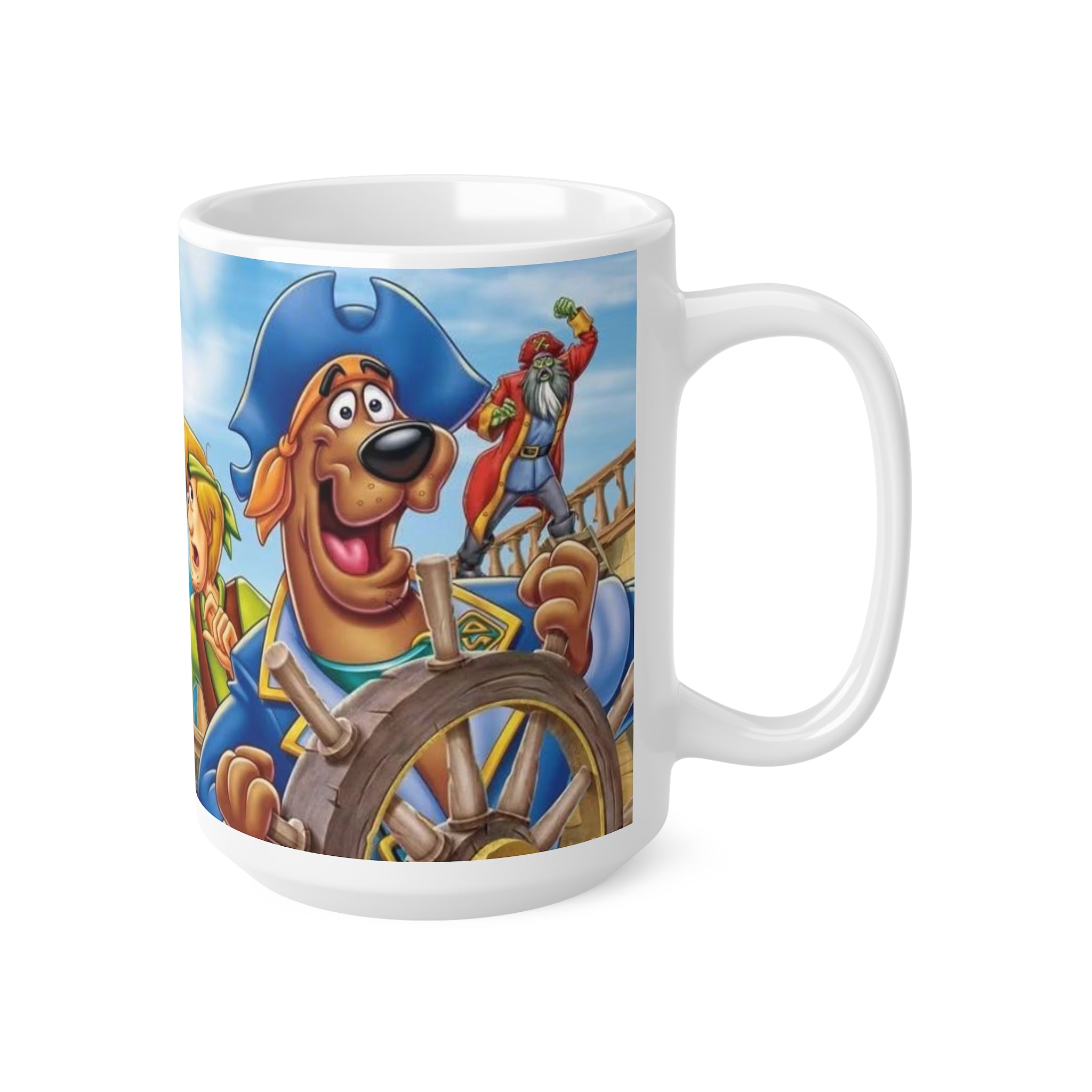 Scooby Doo Adventure Cartoon Pirate Ship Ceramic Coffee Mug — Nautical Sailing Crew Design (11oz, 15oz)