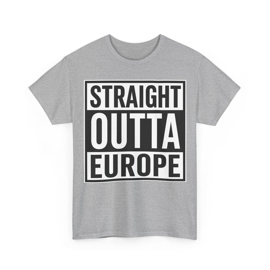 Straight Outta Europe T-Shirt — Bold Black Box Graphic Tee