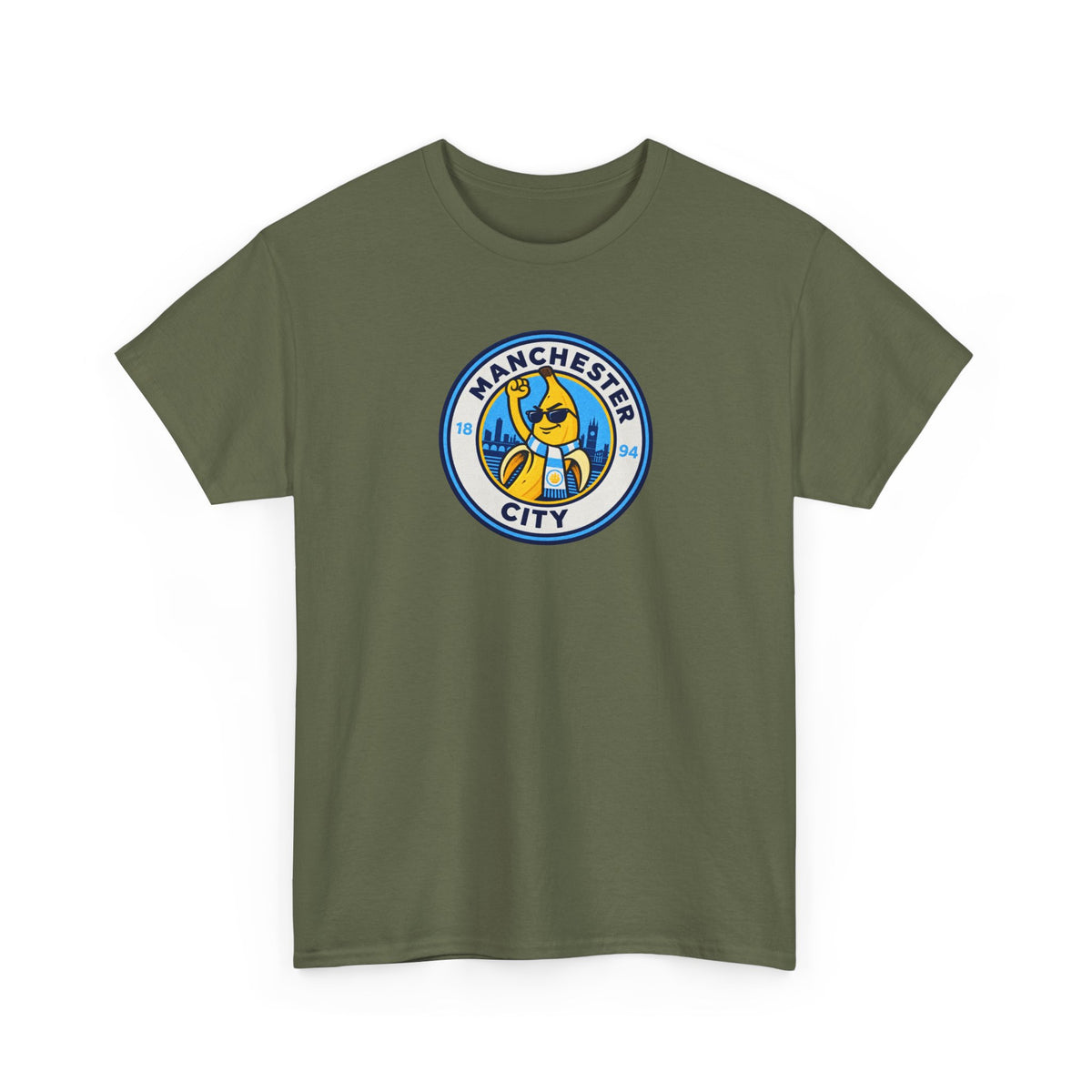Manchester City Banana Crest Unisex Heavy Cotton T-Shirt / Tee