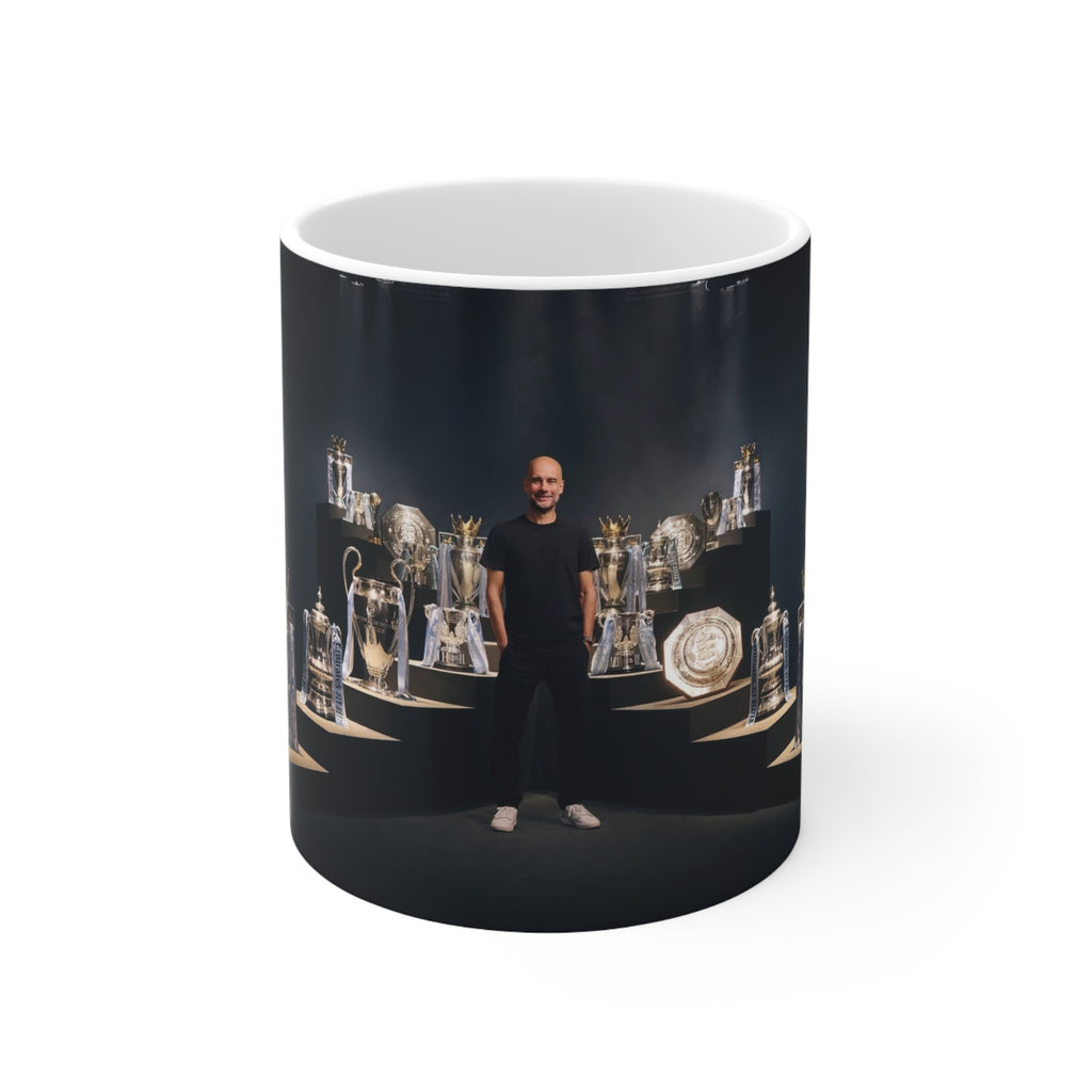 Pep Guardiola Manchester City Ceramic Mug — Champion Trophies Photo Coffee Cup (11oz & 15oz)