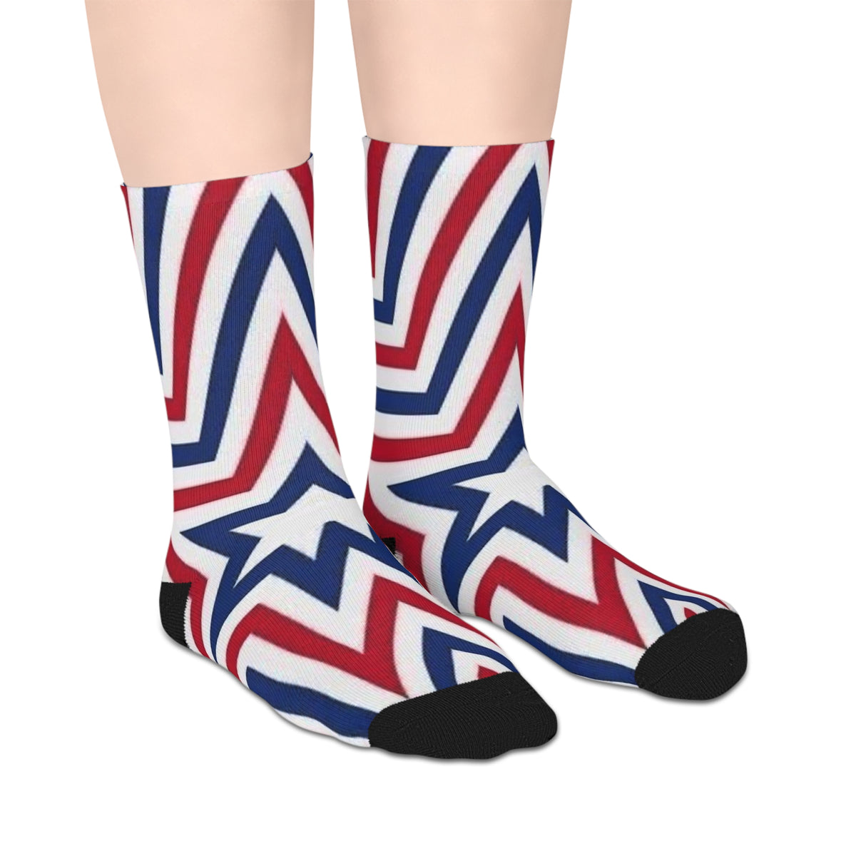 Patriotic Starburst Mid-Length Socks – Red White & Blue Fourth of July Socks