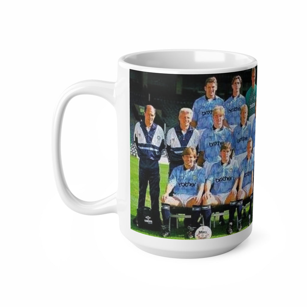 Manchester City 1990/91 Team Photo Coffee Mug — Vintage Soccer Squad Ceramic Mug (11oz & 15oz)