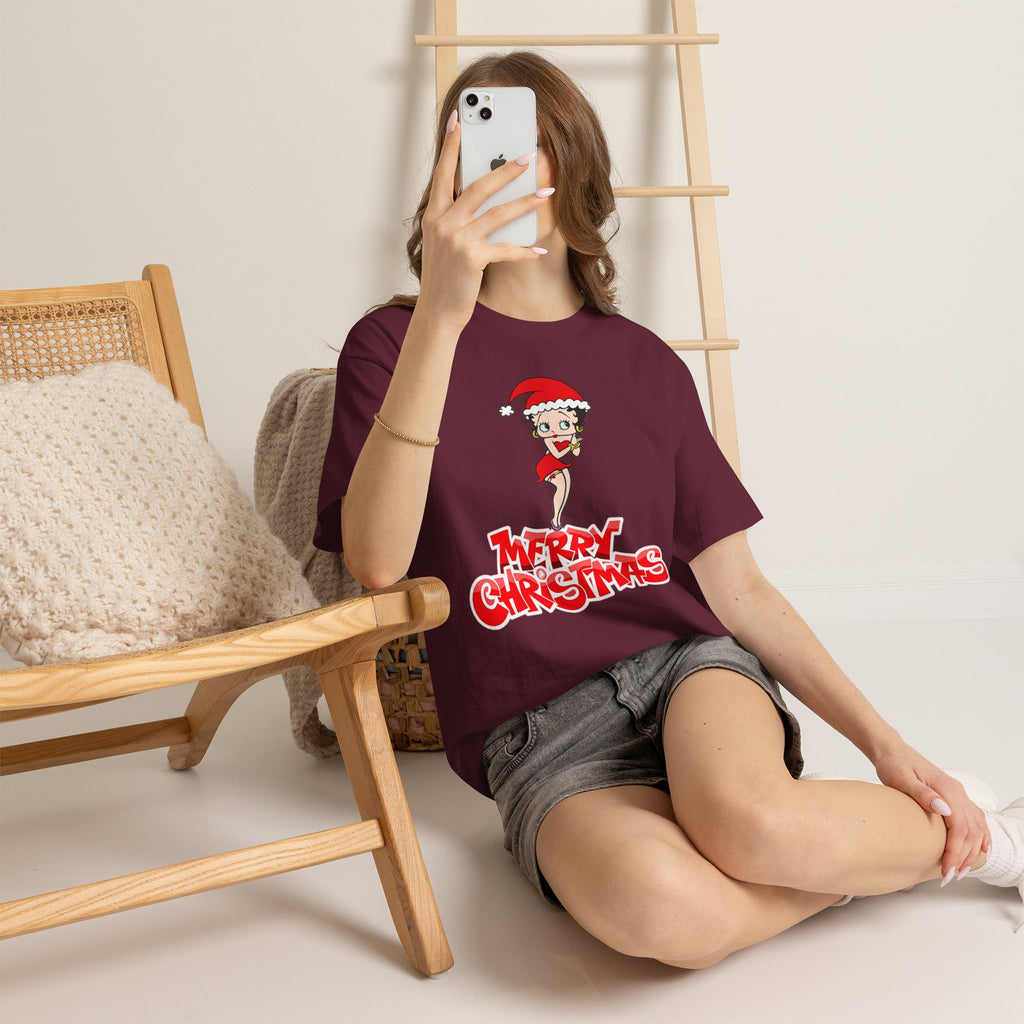 Christmas Betty Boop Tee - 'Merry Christmas' Holiday Graphic Shirt