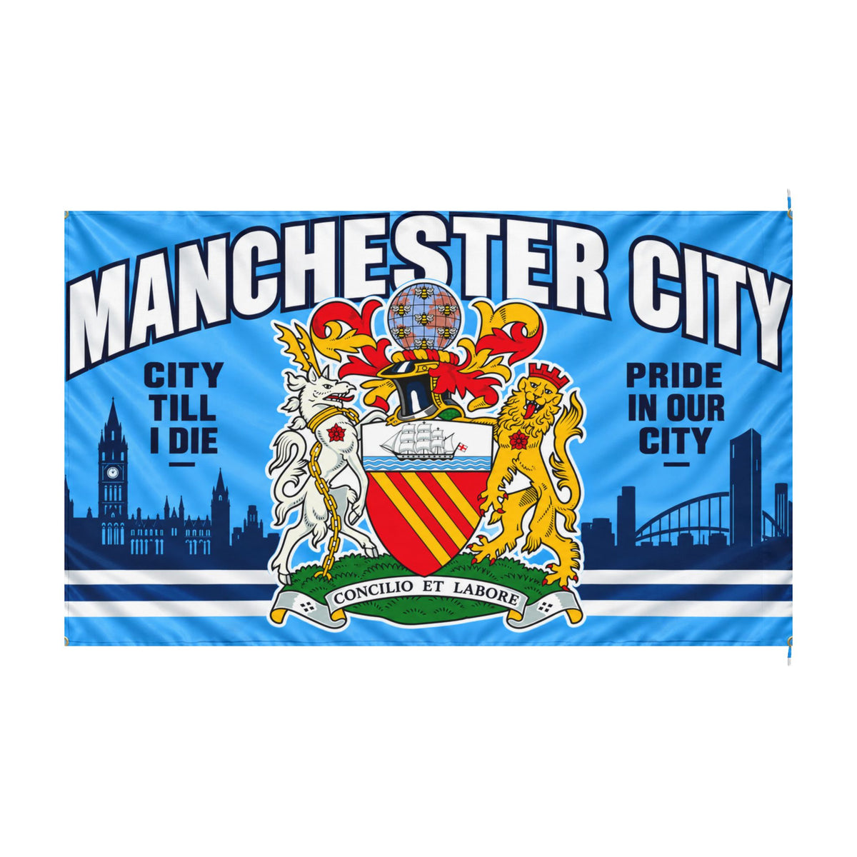 Manchester City Double-Sided Fan Flag – 'City Till I Die' Pride in Our City
