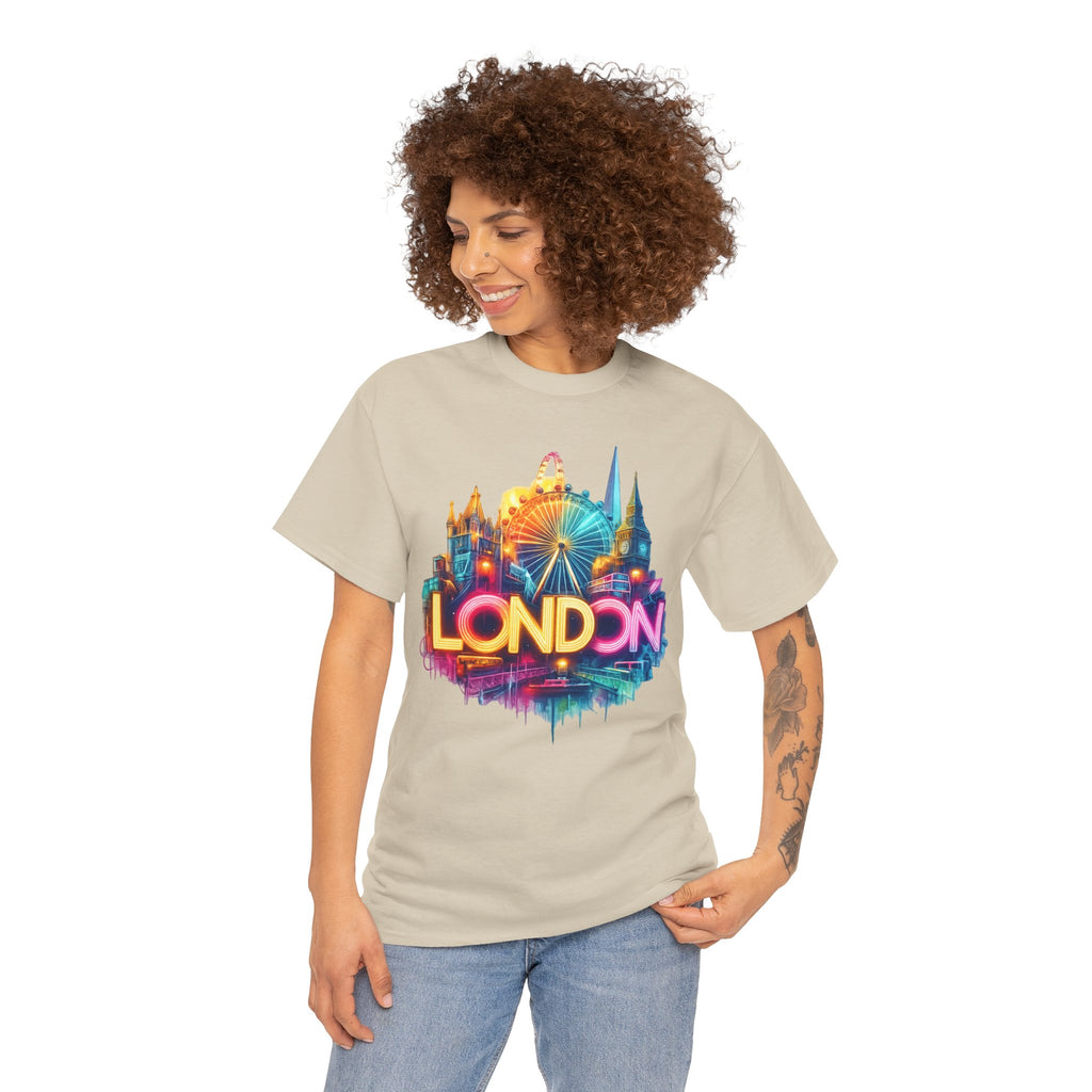 London Skyline Tee — Colorful Neon London Landmark T-Shirt