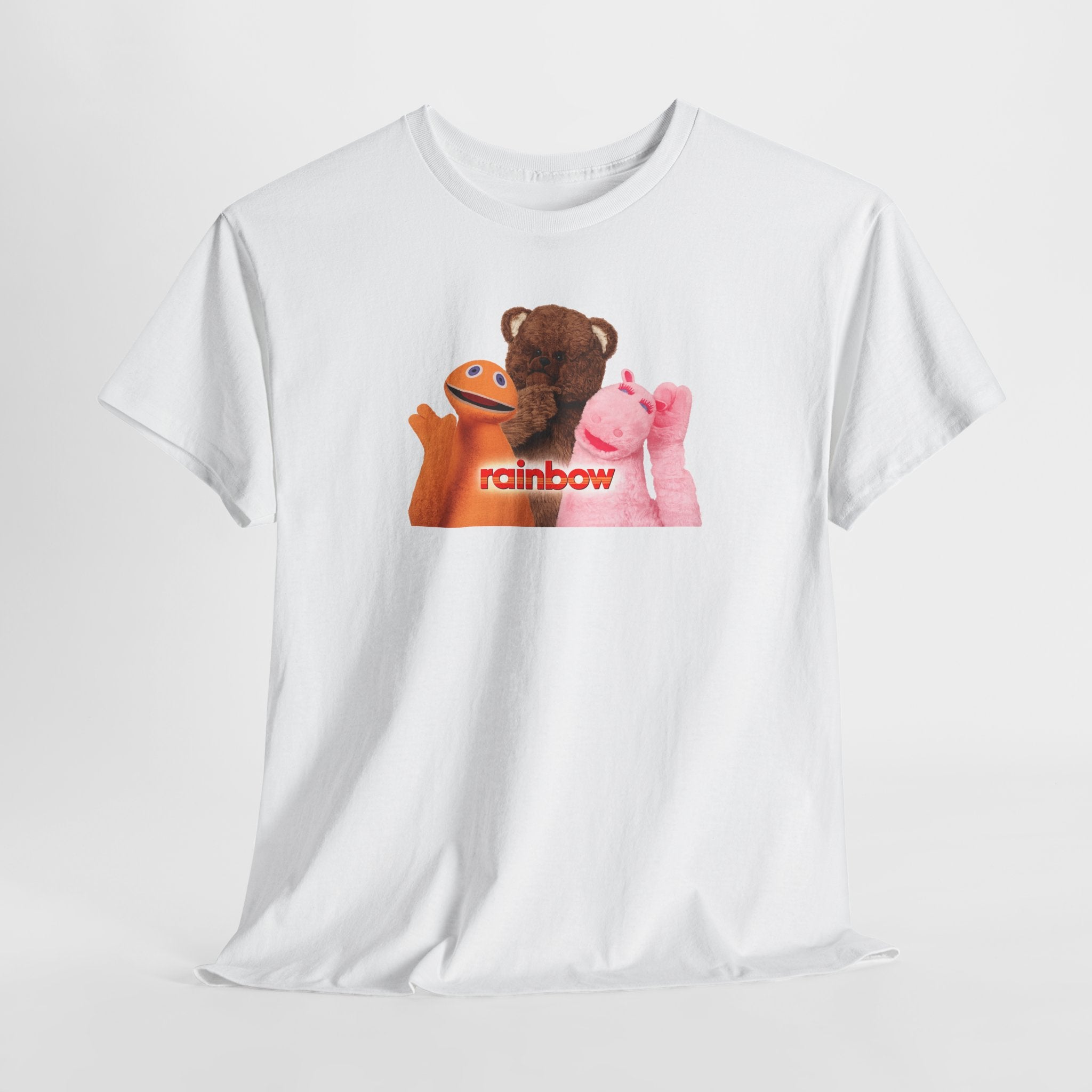 Rainbow Kids TV Zippy, George and Bungle Puppets T-Shirt — Cute Teddy & Hand Puppets Graphic Tee