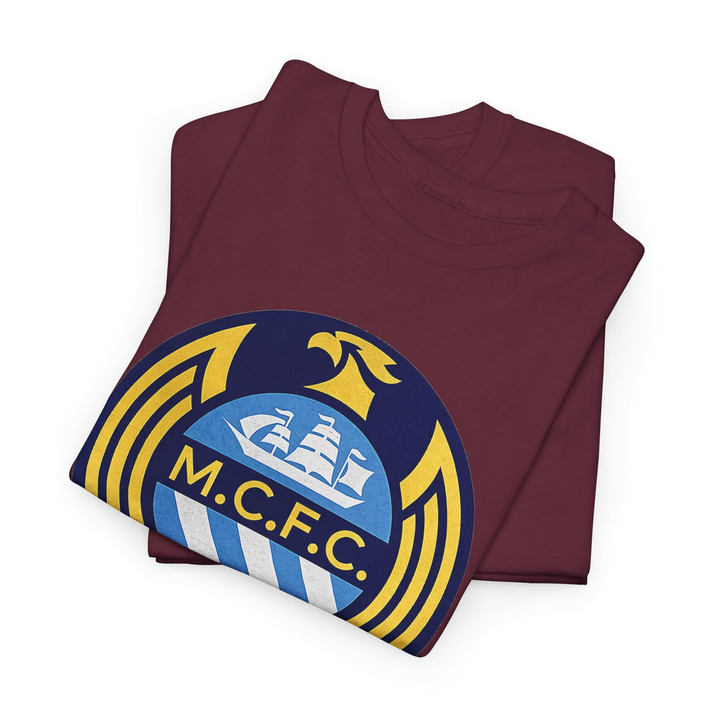 MCFC Crest T-Shirt — Vintage Blue & Gold Soccer Tee