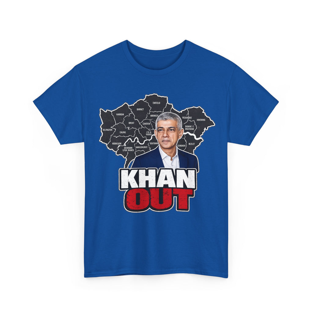 Sadiq Khan Out" Political Protest Tee with Sadiq Khan Graphic T-Shirt