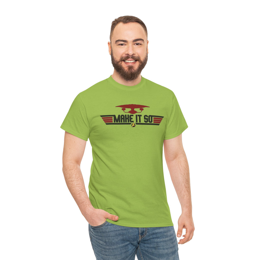 "Make It So" Sci‑Fi Graphic Tee — Retro Starship Emblem T-Shirt