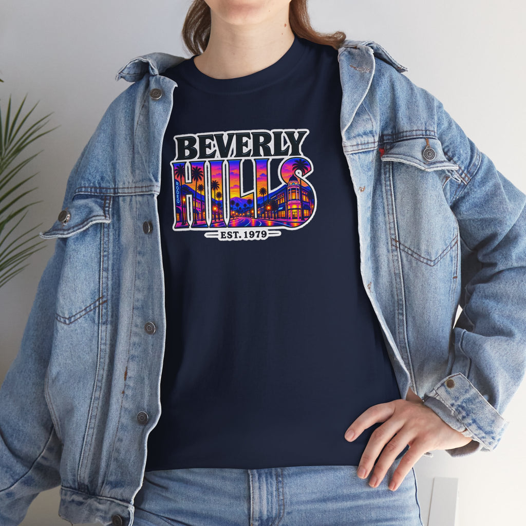 Beverly Hills Retro Sunset Tee — 'Beverly Hills EST. 1979' Graphic T-Shirt