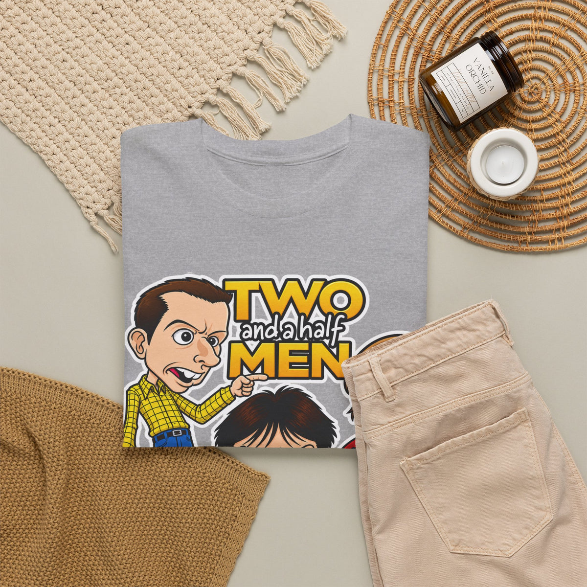 Two and a Half Men Inspired Cartoon Tee — Retro TV Comedy Graphic T-Shirt