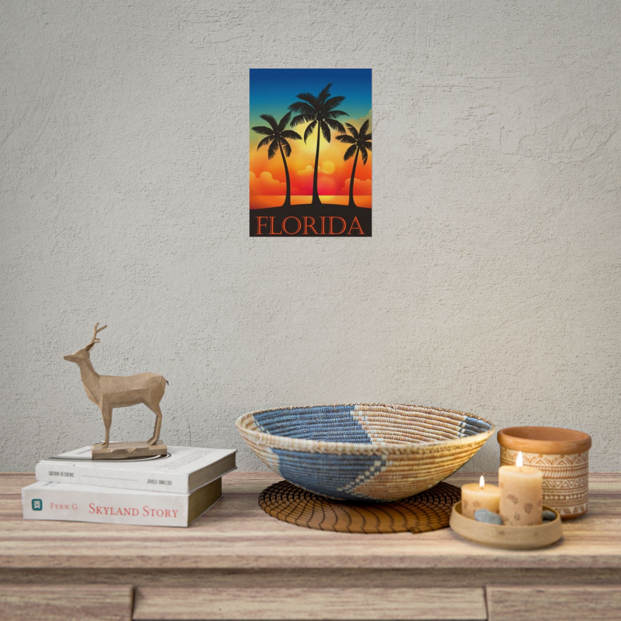 Florida Sunset Palm Poster — Tropical Beach Wall Art