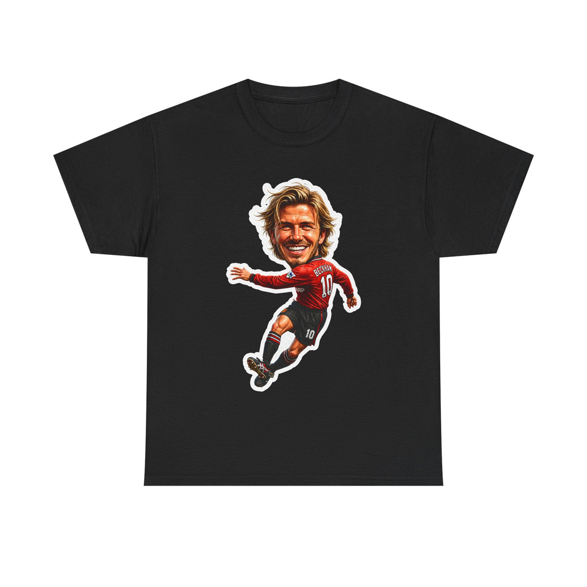 Beckham Caricature Cotton T-Shirt — Retro Football Player Graphic Tee