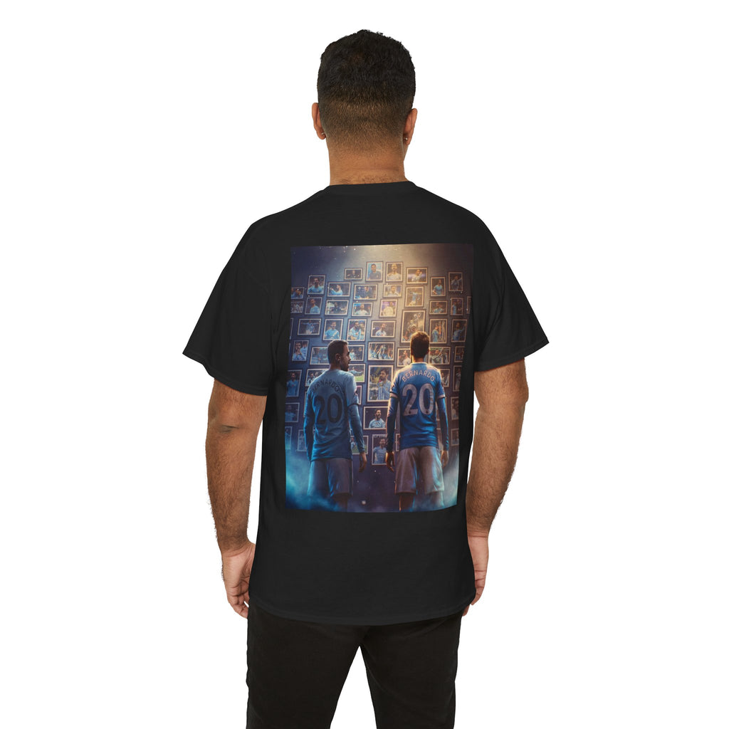 Bernardo Silva Manchester City Legend Graphic Tee — Player Cartoon Front & Tribute Poster Back