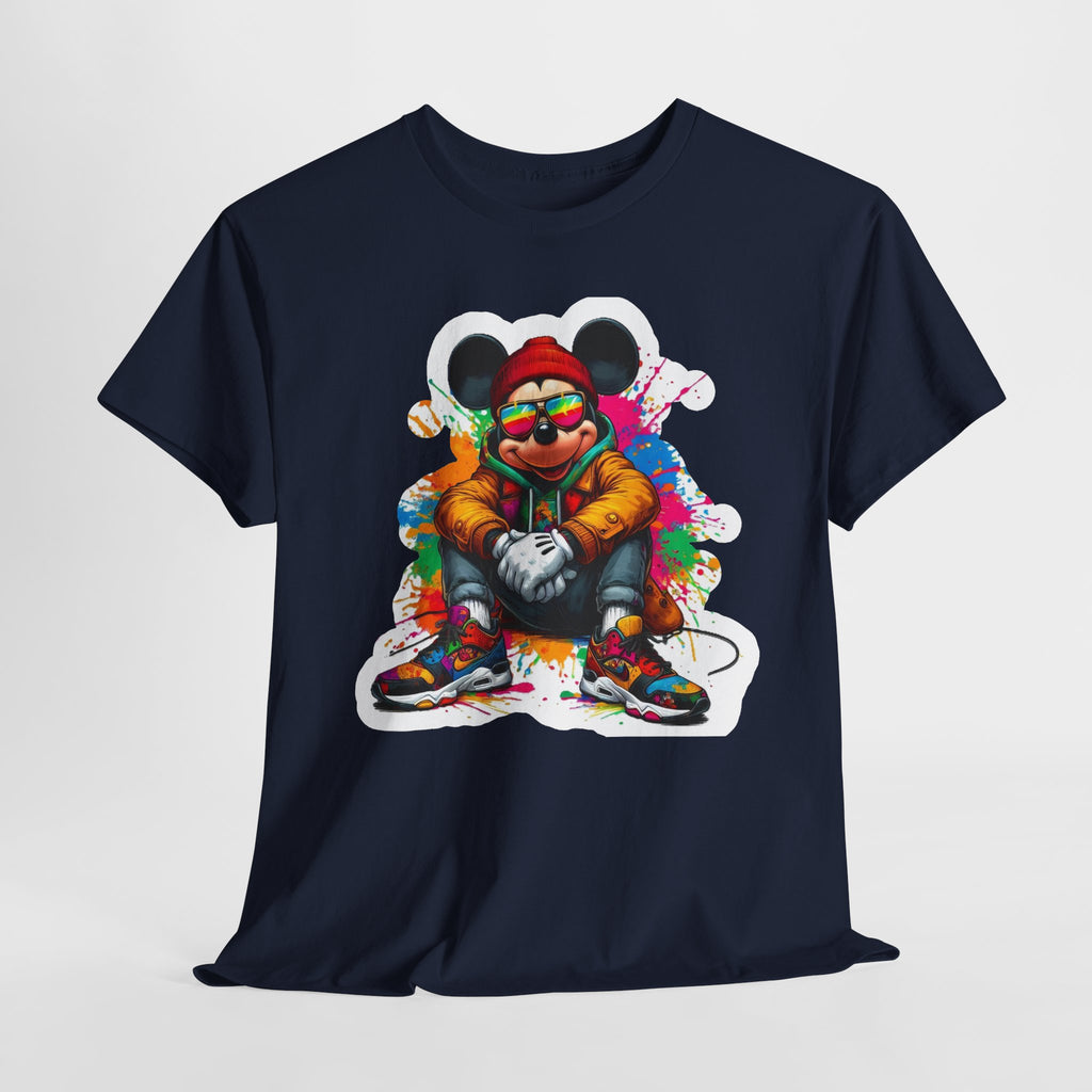 Streetwear Mouse Graphic Tee — Colorful Urban Hip-Hop Cartoon Shirt