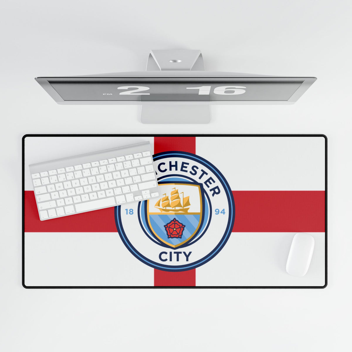 Manchester City St George Flag Desk Mat — Large Football Club Gaming Mouse Pad
