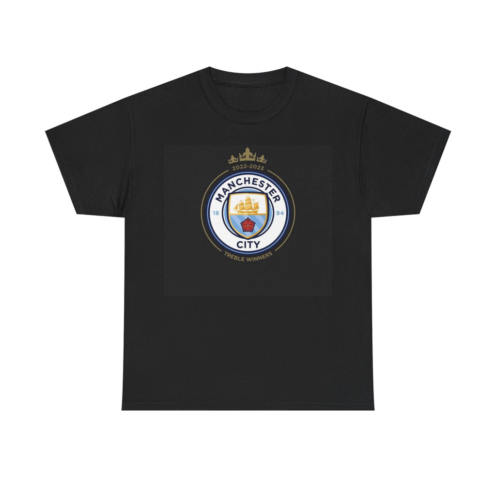 Manchester City Logo Treble Winners T-Shirt — Football Club Crest Tee