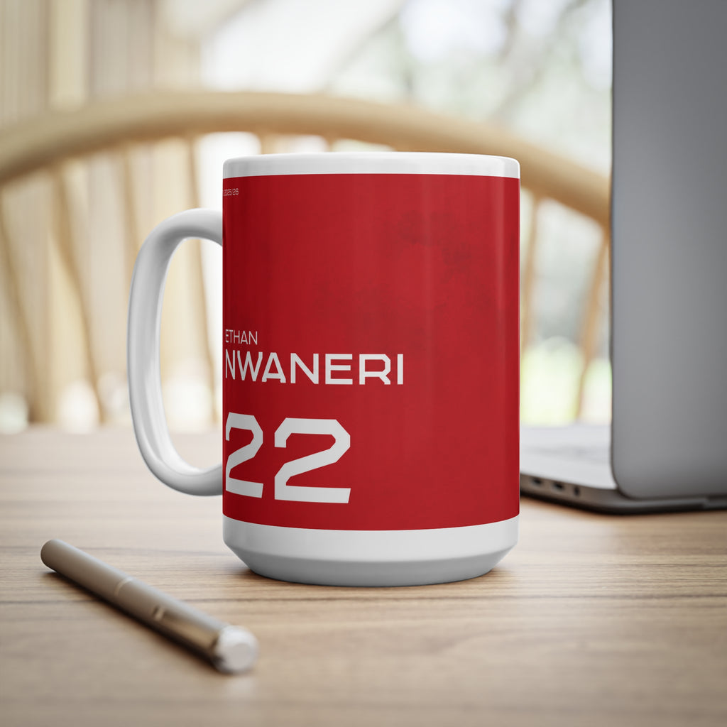 Ethan Nwaneri Arsenal Champions Ceramic Mug — Football Player Red 11oz/15oz