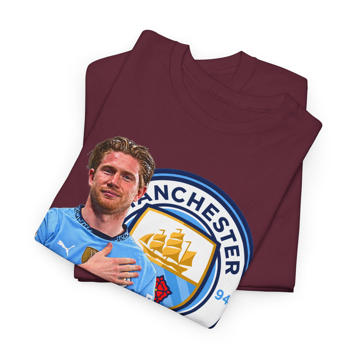 Kevin De Bruyne Manchester City Legend Cotton T-Shirt — Player Tribute Tee (Heart Badge Design)