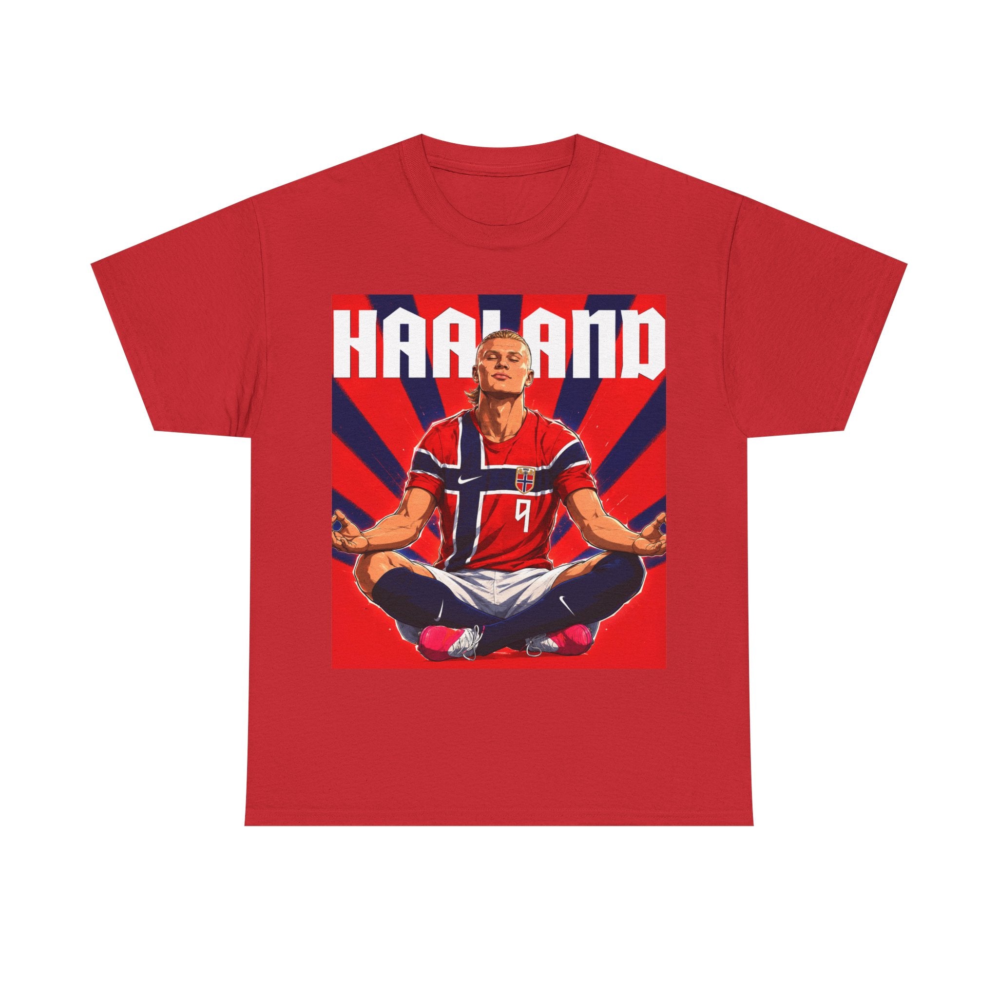 Erling Haaland Norway Soccer Tee — Retro Striped Athletic Graphic T-Shirt