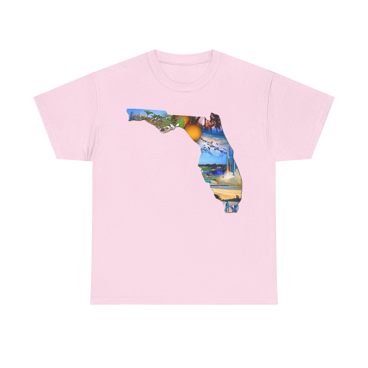 Florida State Shape T-Shirt — Scenic Beach & Sunset Map Tee