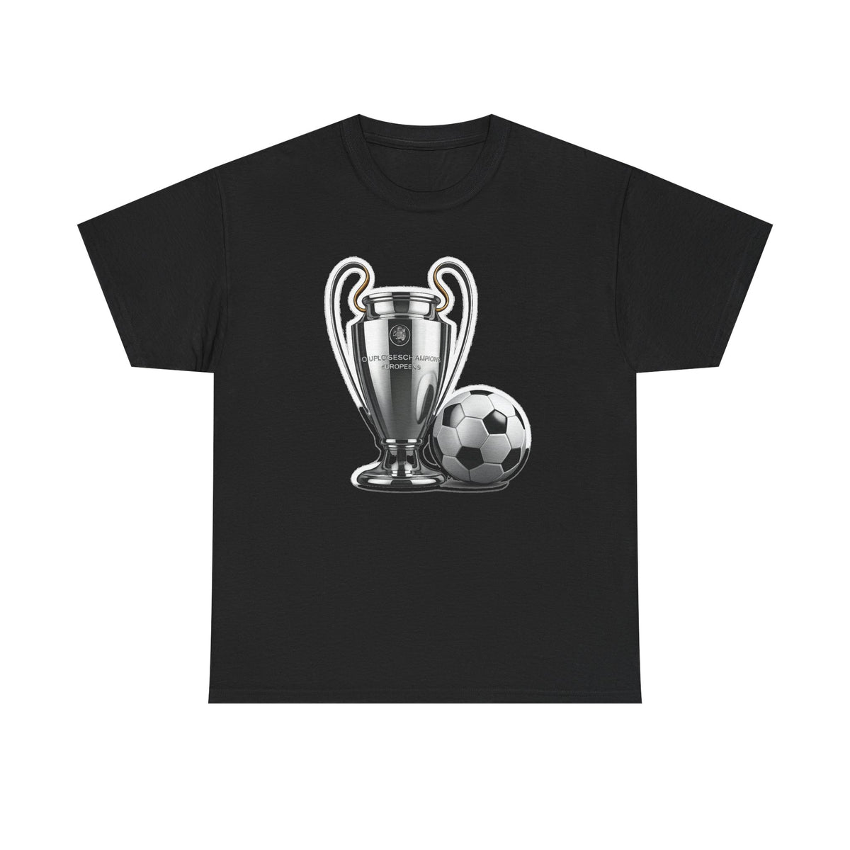 European Cup / Champions League Trophy & Ball Graphic Cotton T-Shirt