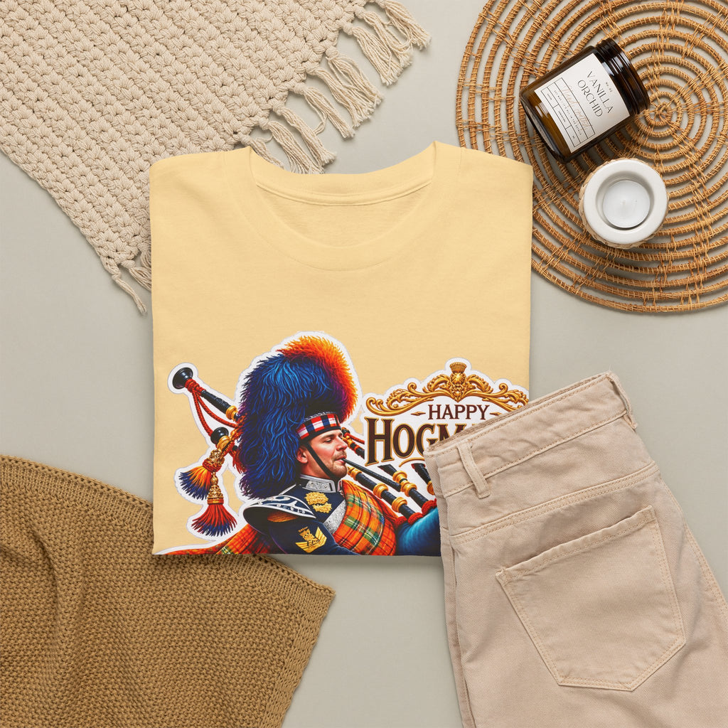 Hogmanay Bagpiper T‑Shirt — Happy Hogmanay Scottish New Year Tee