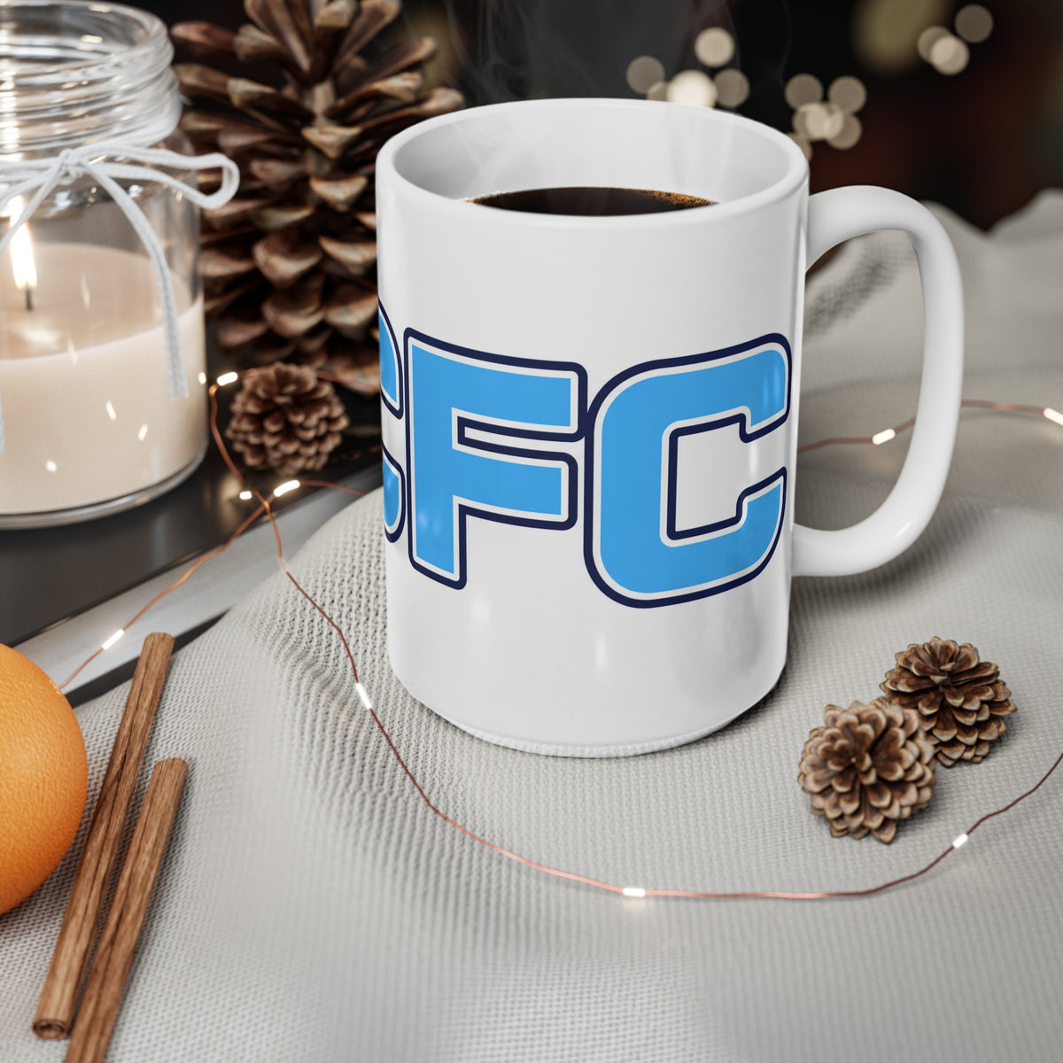 Coffee Mug — Bold Blue 'MICE' Retro Block Letter Ceramic Mug (11oz & 15oz)