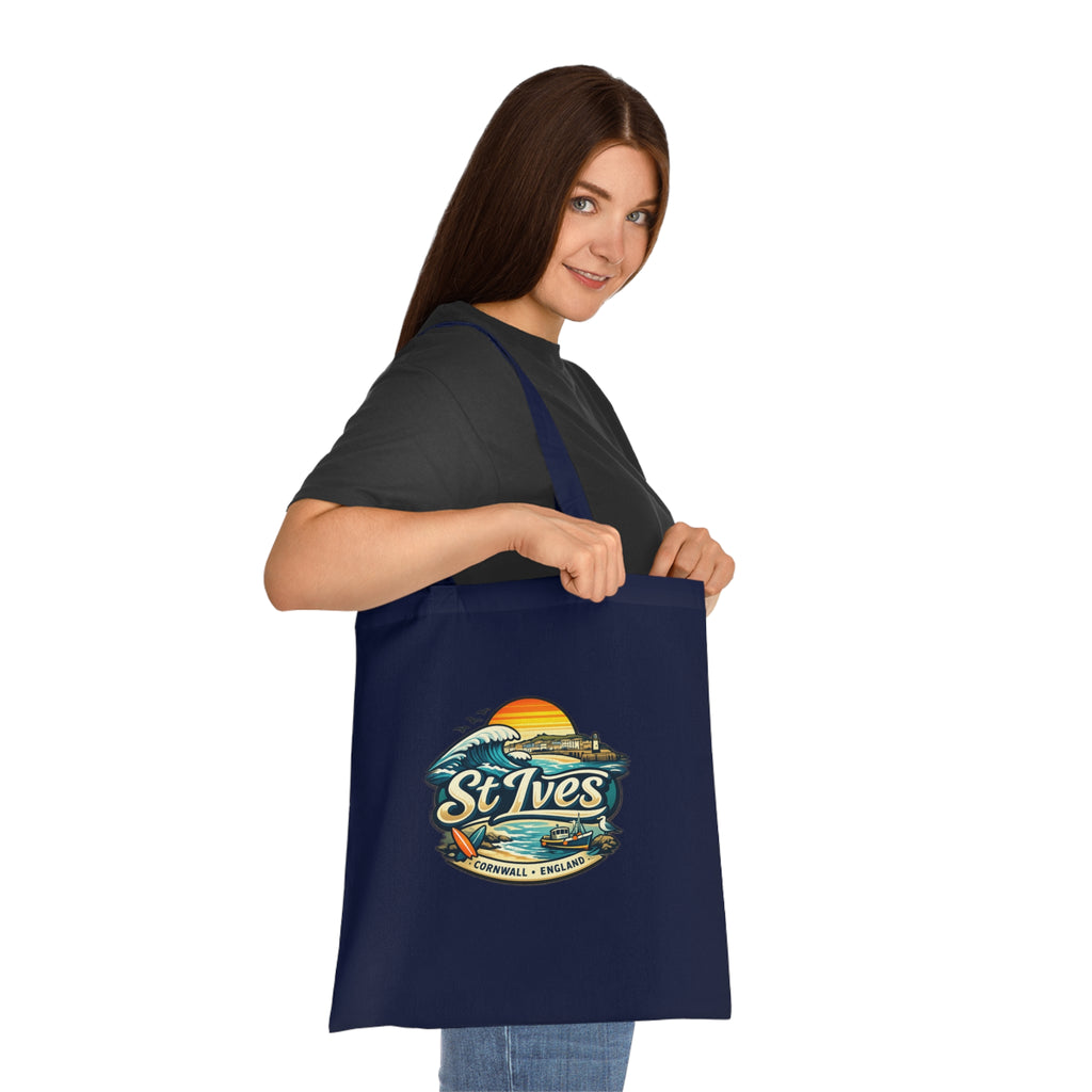 St Ives Beach Tote — Cornwall Surf Sunset Cotton Tote Bag