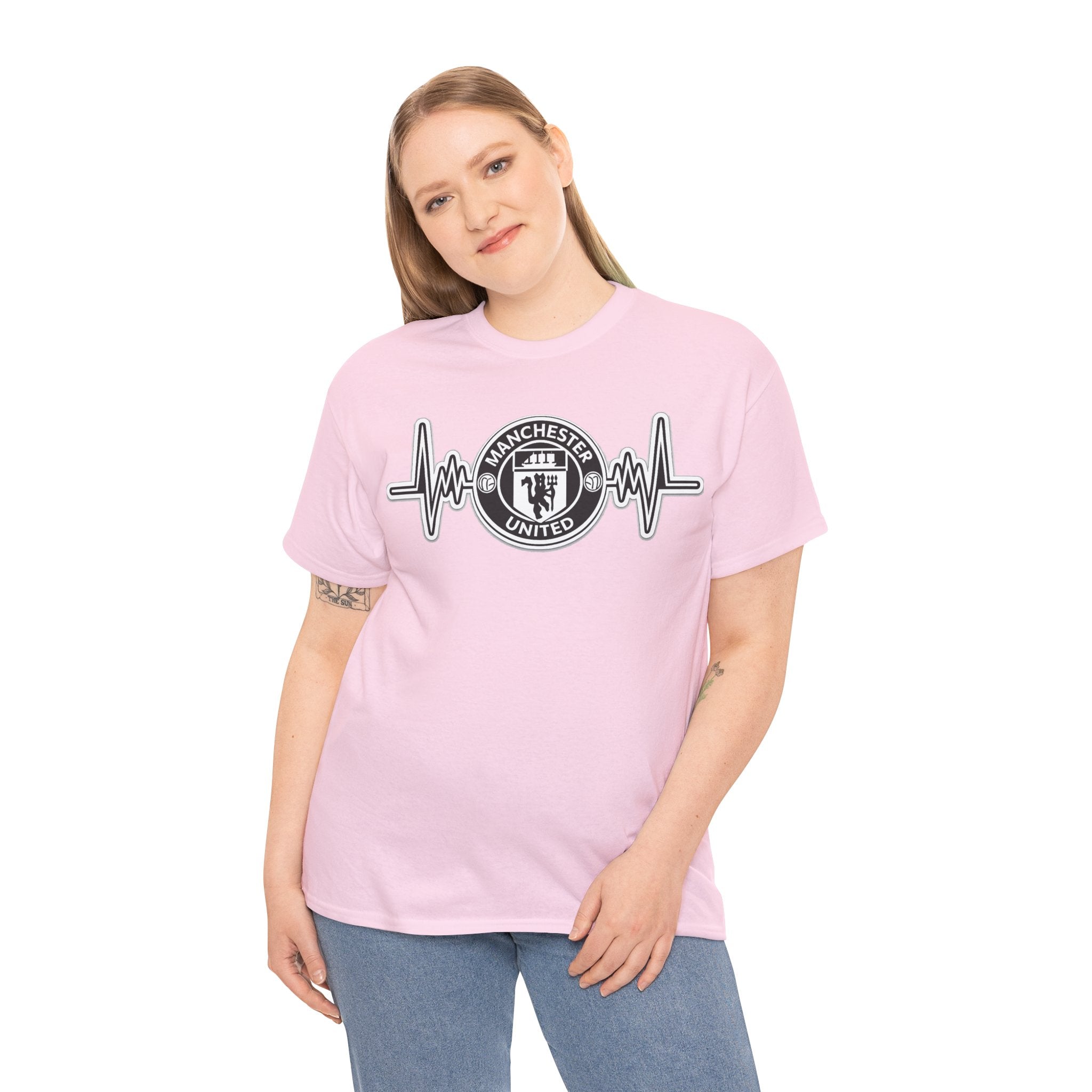 Manchester United Inspired Heartbeat T‑Shirt — Football Fan Pulse Tee