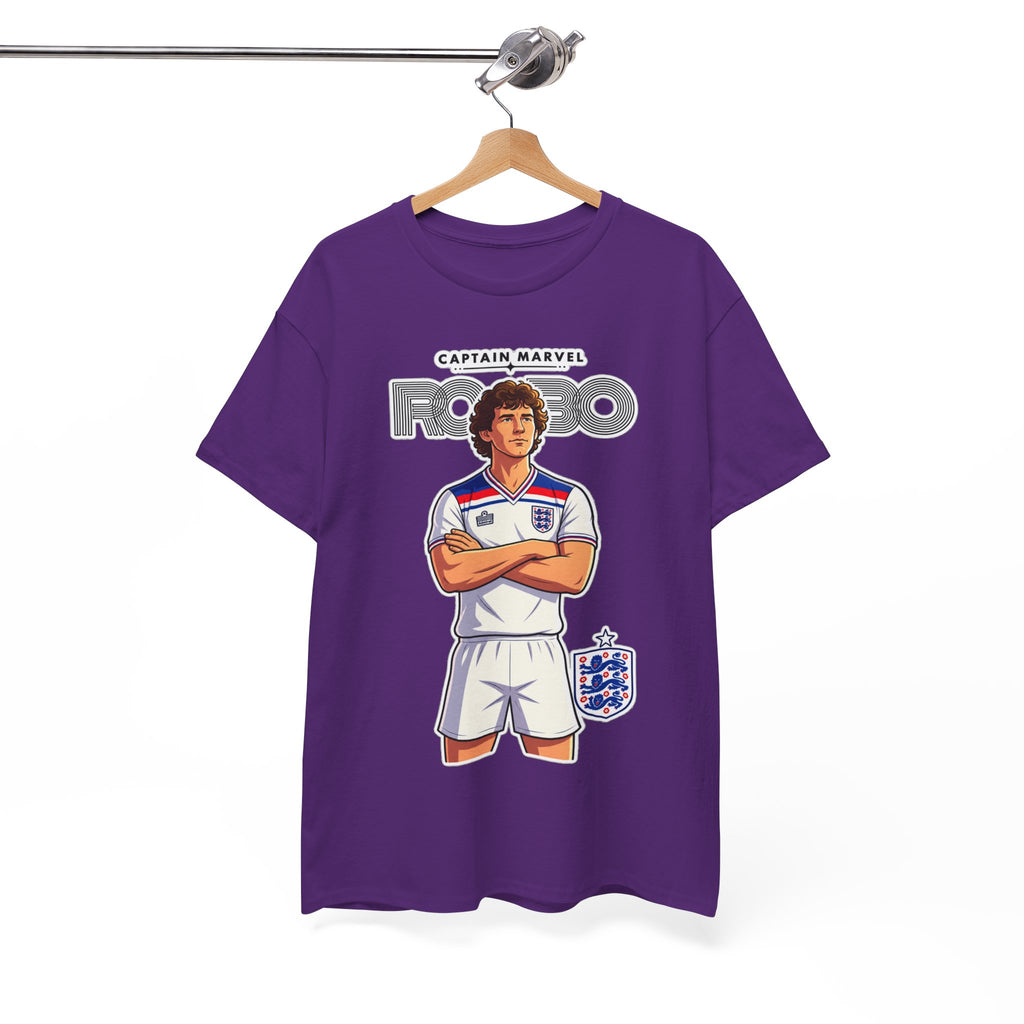 Bryan Robson Retro England Football Cotton T-Shirt / Tee — "Captain Marvel" Soccer Player Graphic