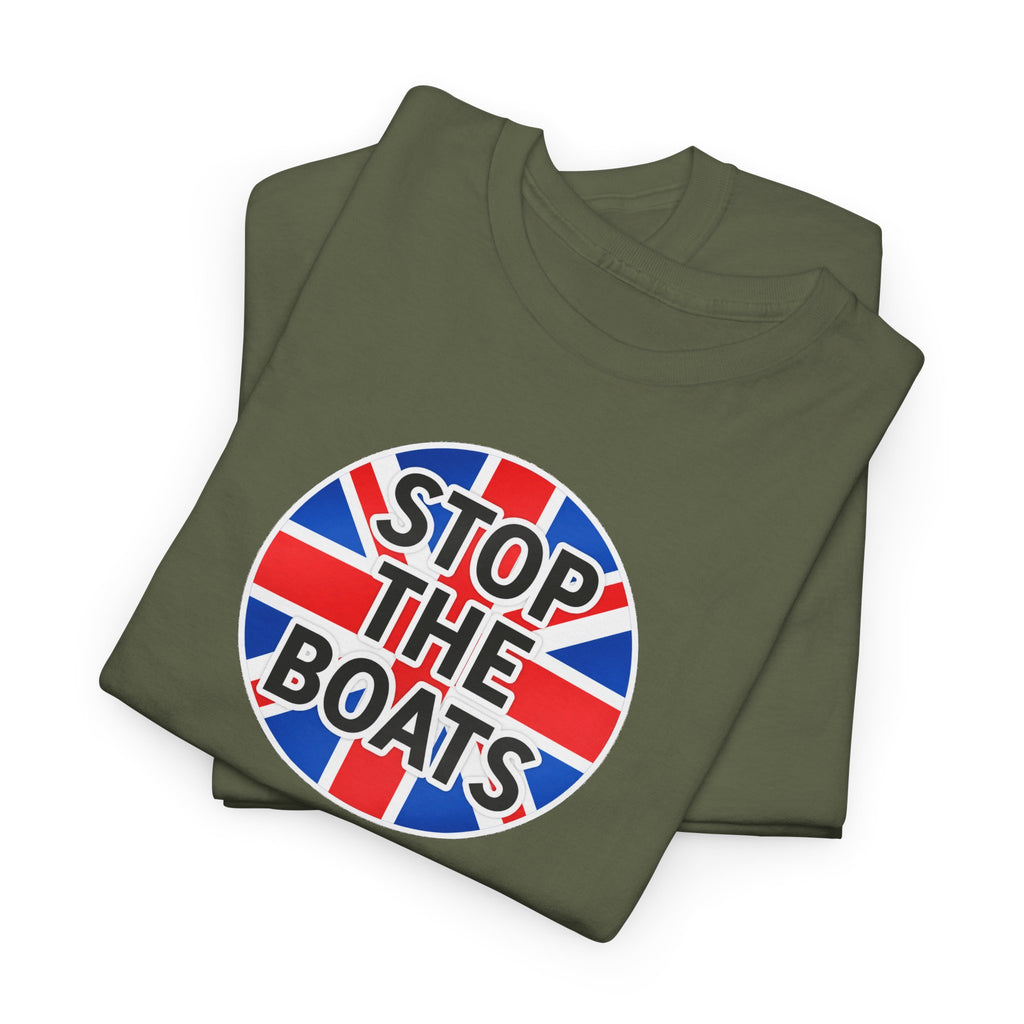 Stop The Boats Union Jack Protest Cotton T-Shirt / Tee