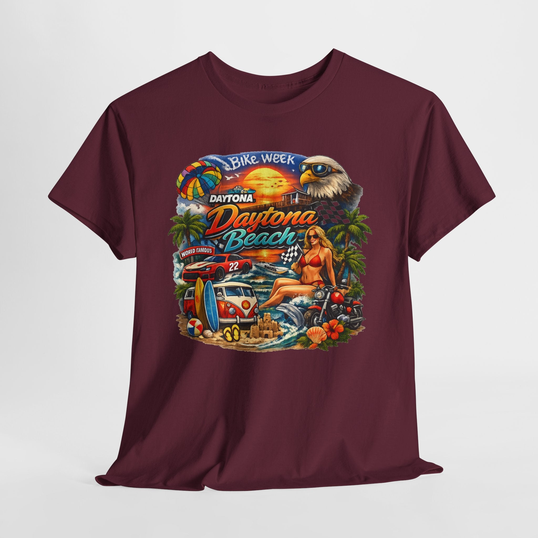 Daytona Beach Vintage Surf T-Shirt — Retro Sunset Palm Beach Tee